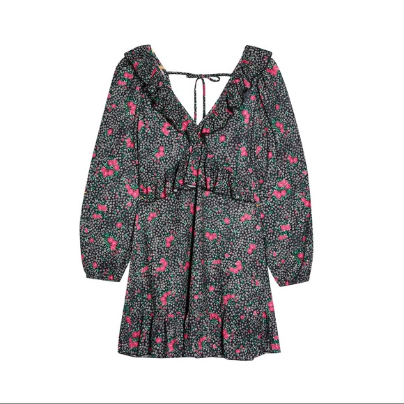 NEW TOPSHOP BLACK FLORAL PRINT MINI DRESS - Picture 8 of 8